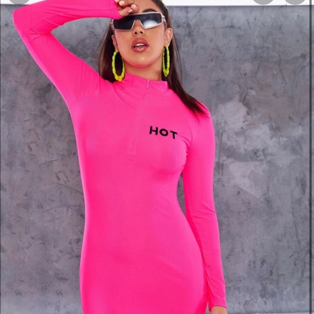 Neon pink bodycon dress
